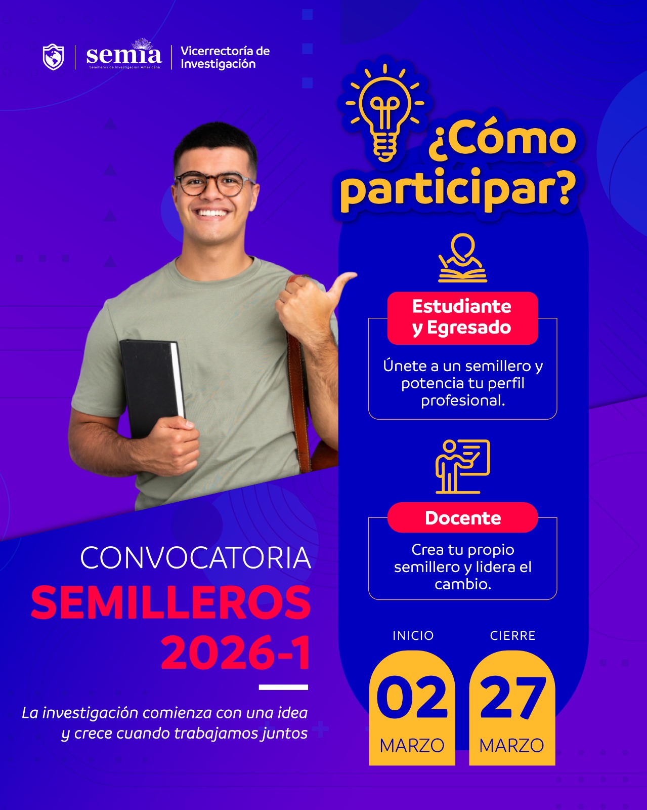 Convocatoria Semilleros de Investigación 2026-1